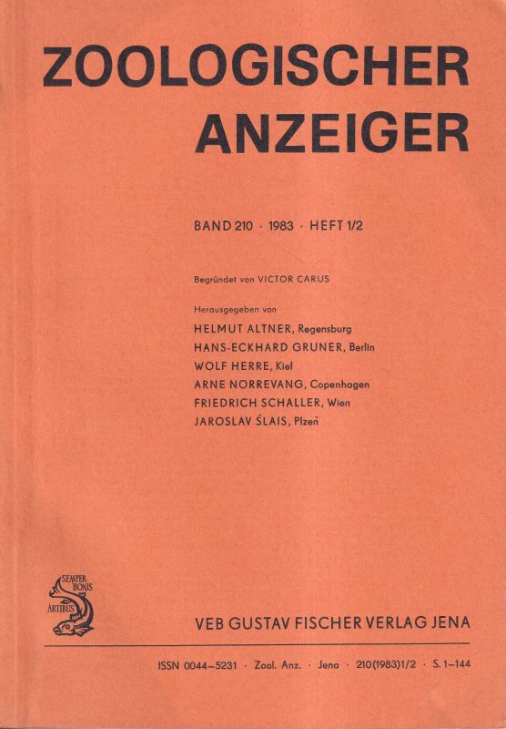 Zoologischer Anzeiger  210.Band 1983 Heft 1/2 bis 5/6 (3 Hefte) 