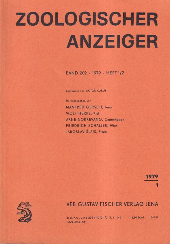 Zoologischer Anzeiger  202.Band 1979 Hefte 1/2 und 3/4 (2 Hefte) 