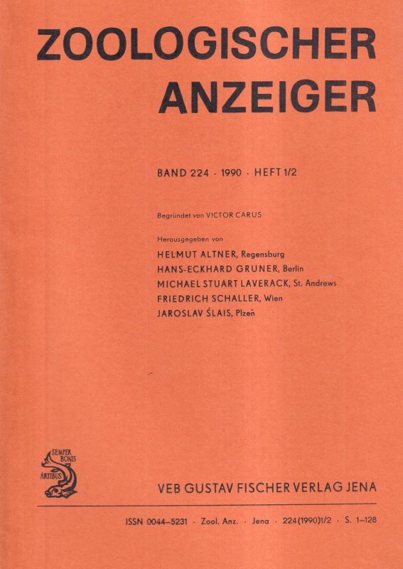 Zoologischer Anzeiger  224.Band 1990 Heft 1/2 bis 5/6 (3 Hefte) 