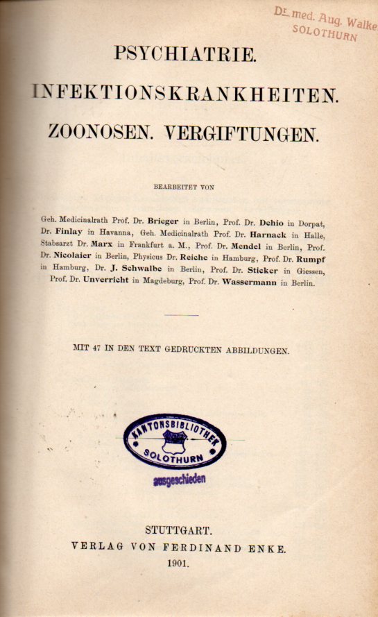 Ebstein,W.  Handbuch der Praktischen Medicin. 5.Bd.Psychiatrie 