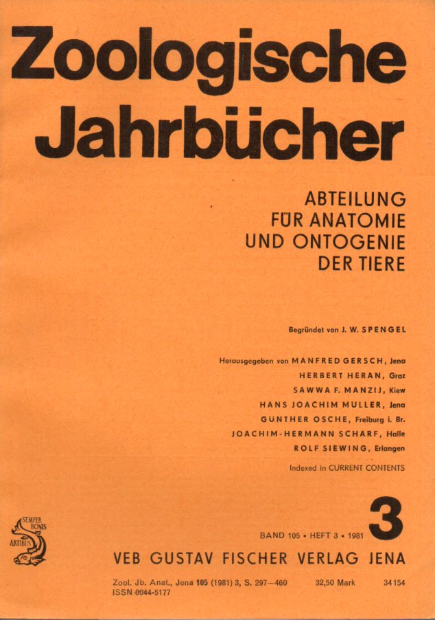 Zoologische Jahrbücher  Band 105. Heft 3. 1981 