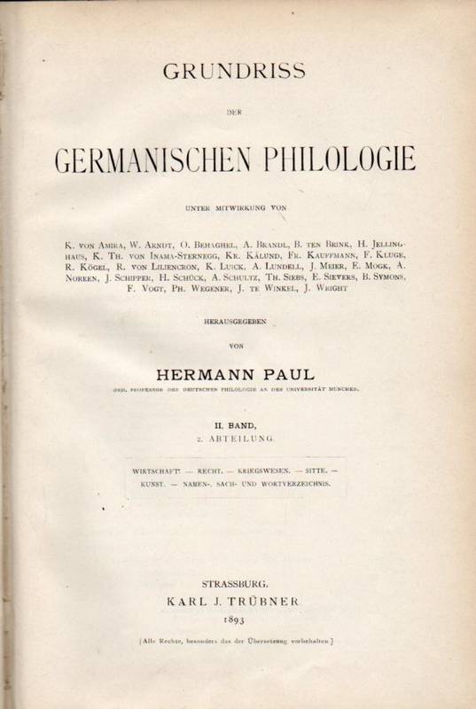 Paul,Hermann(Hsg.)  Grundriss der germanischen Philologie II.Band. II.Abteilung 