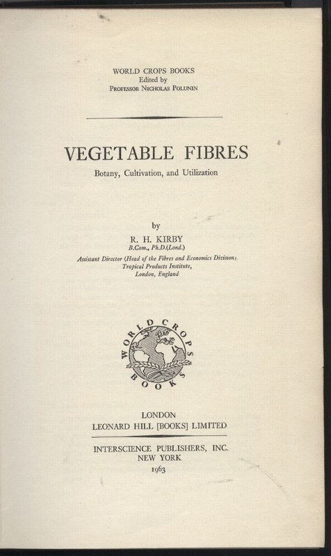 Kirby,R.H.  Vegetable Fibres 