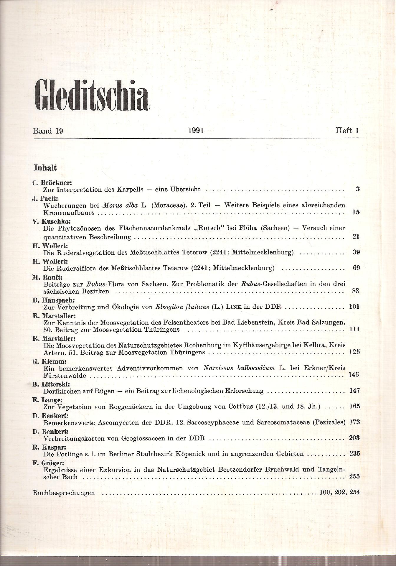 Gleditschia  Gleditschia Band 19, Heft 1, 1991 