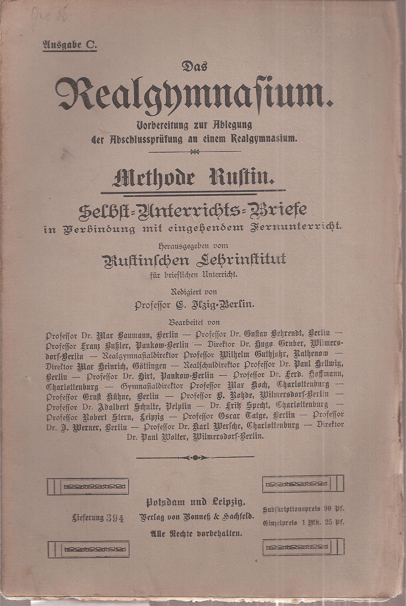 Rustinsches Lehrinstitut (Hsg.)  Selbst-Unterrichts-Briefe Methode Rustin Brief 35 Ausgabe C 