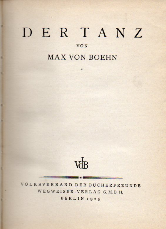 Boehn,Max von  Der Tanz 