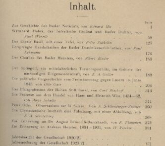 Basler Zeitschrift  für Geschichte und Altertumskunde.XX.Band.1.und 2.Heft 1922 