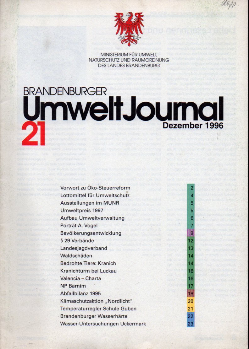 Brandenburger Umwelt Journal 21  Dezember 1996.Iufro Hundertjahrfeier 