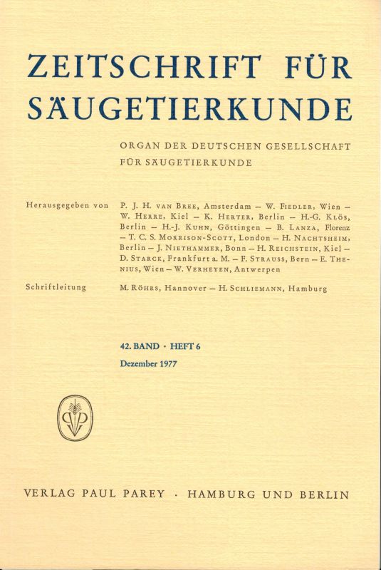 Zeitschrift für Säugetierkunde  Zeitschrift für Säugetierkunde 42.Band 1977 