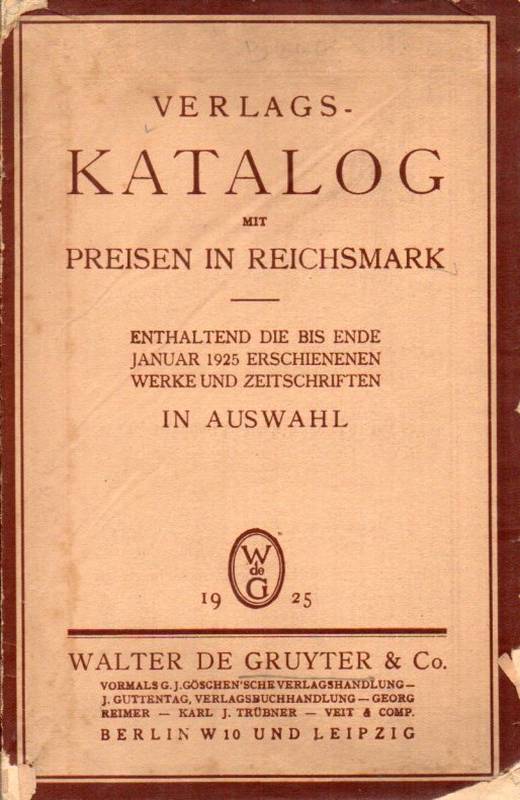 Gruyter de,Walter&Co.  Verlags-Katalog mit Preisen in Reichsmark 