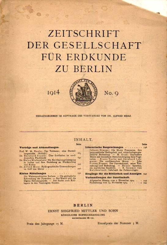Zeitschrift d.Gesellschaft für Erdkunde zu Berlin  Gesellschaft für Erdkunde zu Berlin Jahrgang 1914. No.9 und 10 