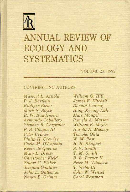 Annual Review of Ecology and Systematics  Vol. 23. 1992 