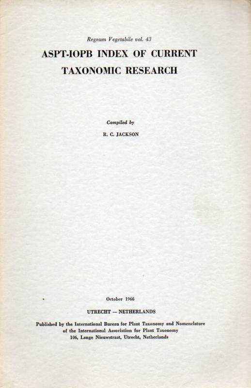 Jackson,R.C.  ASPT-IOPB Index of Current Taxonomic Research 
