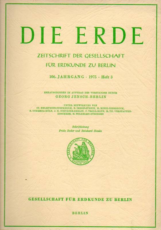 Die Erde  Zeitschrift der Gesellschaft für Erdkunde zu Berlin.Hsg.Georg Jensch 
