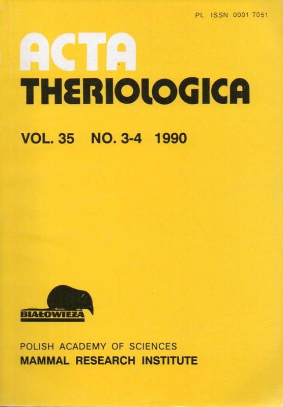 Acta Theriologica  Acta Theriologica Volume 35. 1990.No.1-2 und 3-4 (2 Hefte) 