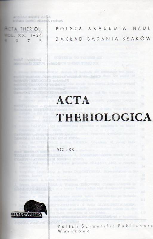 Acta Theriologica  Acta Theriologica VolumeX X 1975, 1-34. (1 Band) 