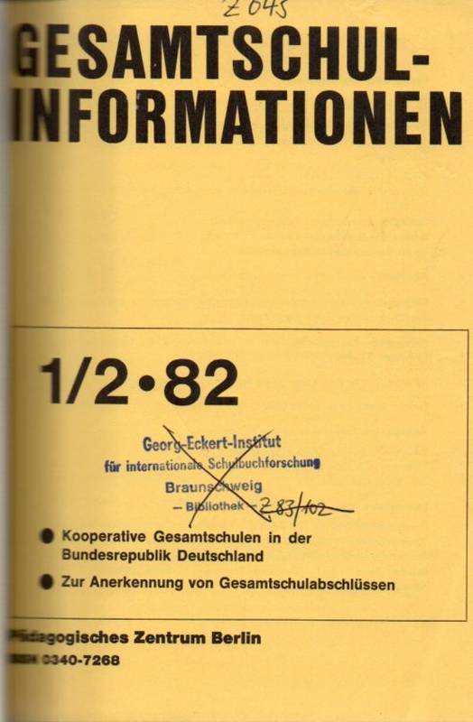 Gesamtschulinformationen  Gesamtschulinformationen 15.Jahrgang 1983, Heft 1/2 bis 3/4 (1 Band) 