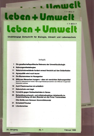 Leben + Umwelt  Leben + Umwelt 25.Jahrgang 1988, Nr. 1 bis 6 (5 Hefte) 