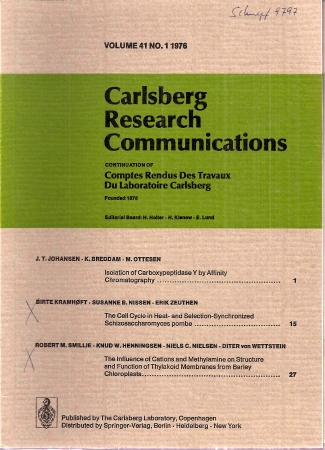 Carlsberg Research Communications  Carlsberg Research Communications Volume 41, 1976 No. 1 bis 6 