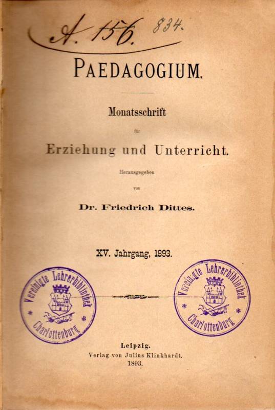 Paedagogium  Paedagogium XV.Jahrgang 1893 