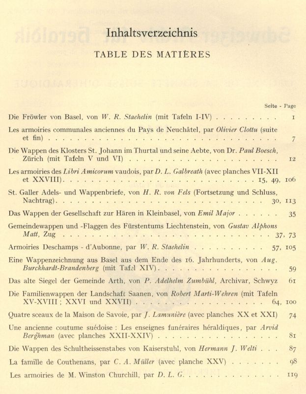 Societe Suisse D'Heraldique  Archives Heraldiques Suisses LX. Jahrgang 1946 Heft 1 bis 3-4 