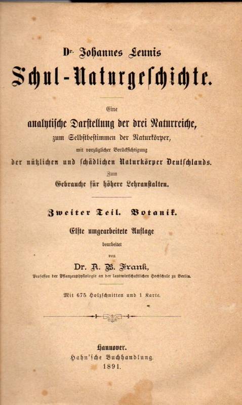 Leunis,Johannes  Schul-Naturgeschichte 