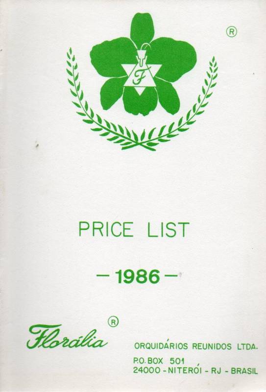 Floralia Orquidarios Reunidos Ltda.  Floralia Price List 1986 