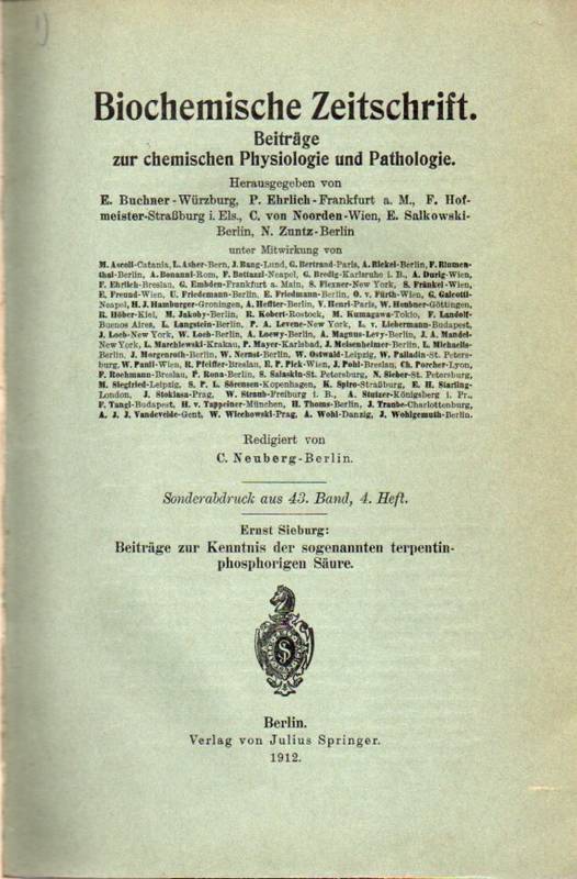 Sieburg,Ernst  25 Separatdrucke über Pharmaca von Ernst Sieburg 
