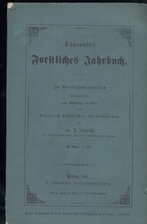 Tharander Forstliches Jahrbuch  30. Band 1880. Heft 1-4 (4 Hefte) 