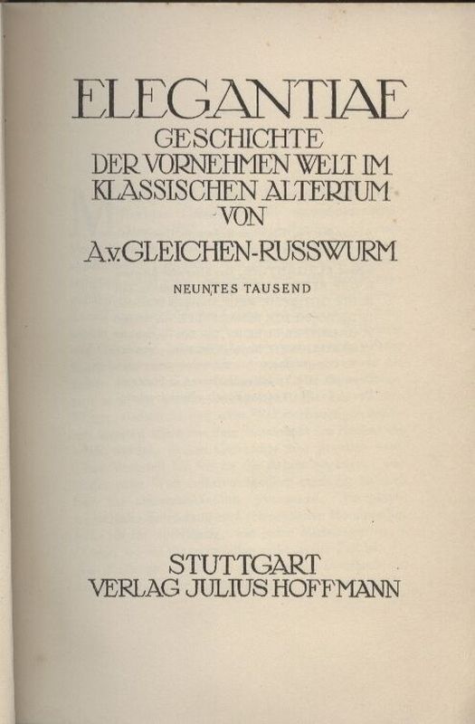 Gleichen-Russwurm,A.v.  Elegantiae 
