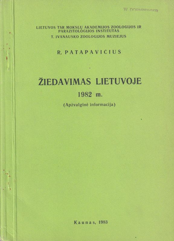 Patapavicius,R.  Ziedavimas Lietuvoje 1982 m.(Apzvalgine informacija) 