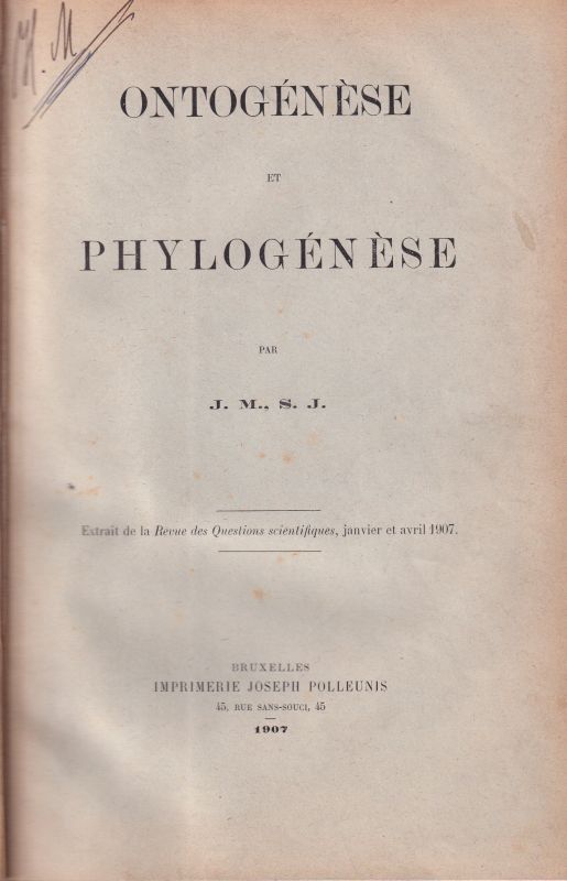 Sammelband: Marechal,J.  Ontogenese et Phylogenese 