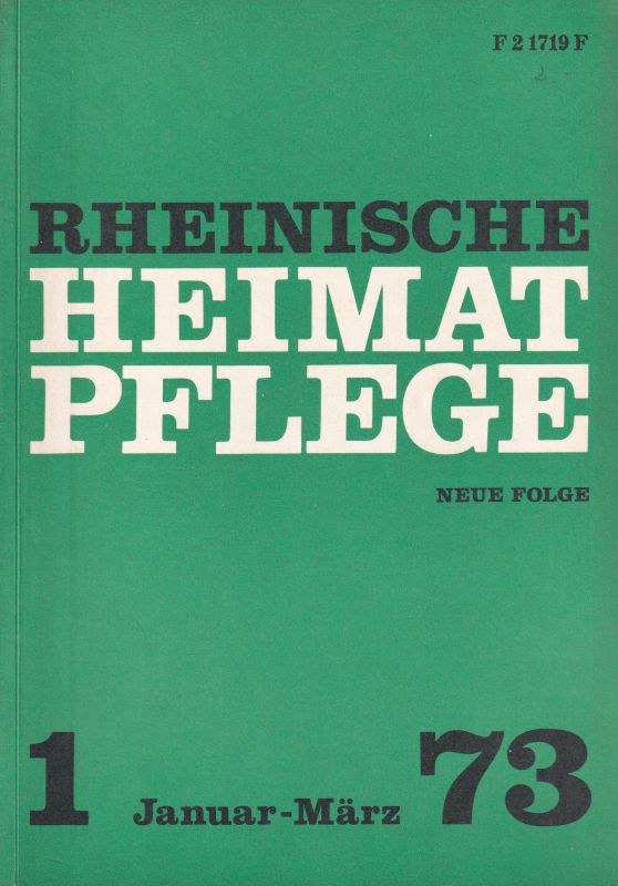 Rheinische Heimatfplege  Neue Folge.Heft 1-4 und Jahresregister 1973 