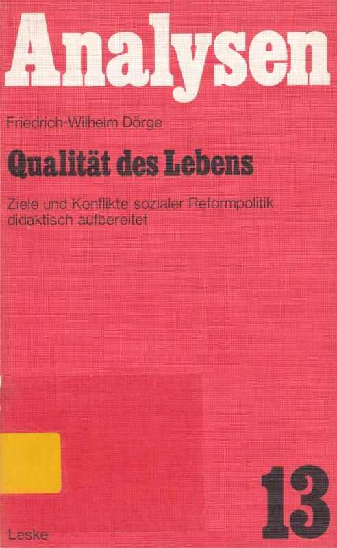 Dörge,Friedrich-Wilhelm  Qualität des Lebens 