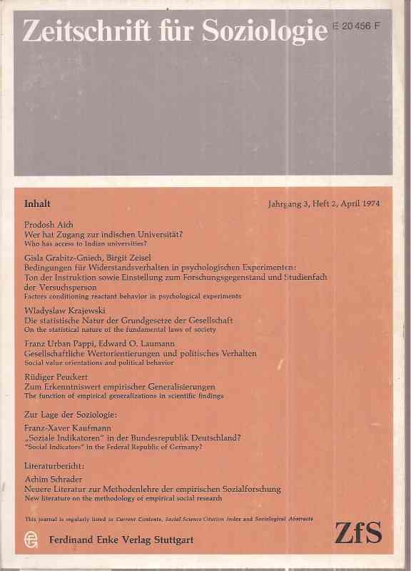 Fakultät f.Soziologie.Universität Bielefeld  Zeitschrift für Soziologie.Jahrgang 3.Heft 2.April 1974 