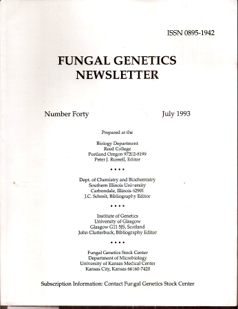 Fungal Genetics Stock Center  Fungal Genetics Newsletter Number Forty, July 1993 