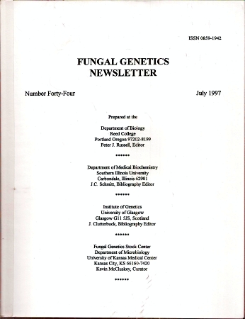 Fungal Genetics Stock Center  Fungal Genetics Newsletter Number Forty-Four, July 1997 