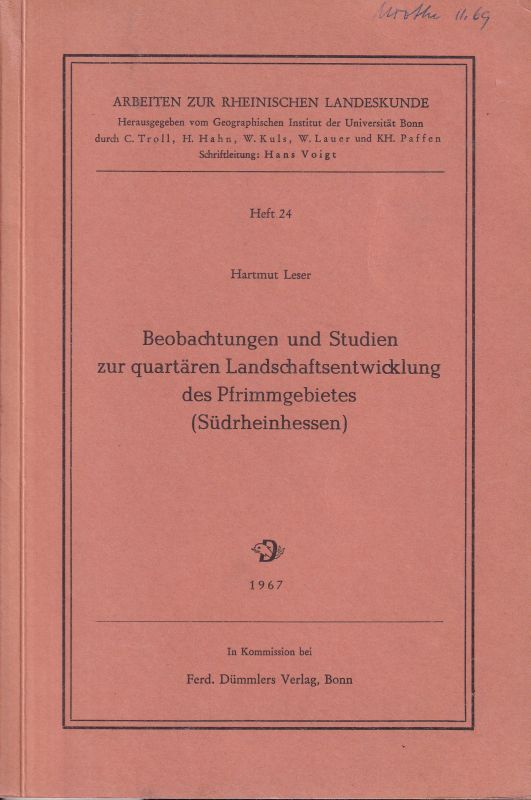 Arbeiten zur Rheinischen Landeskunde Heft 24  Hartmut Leder: Beobachtungen und Studien zur quartären 