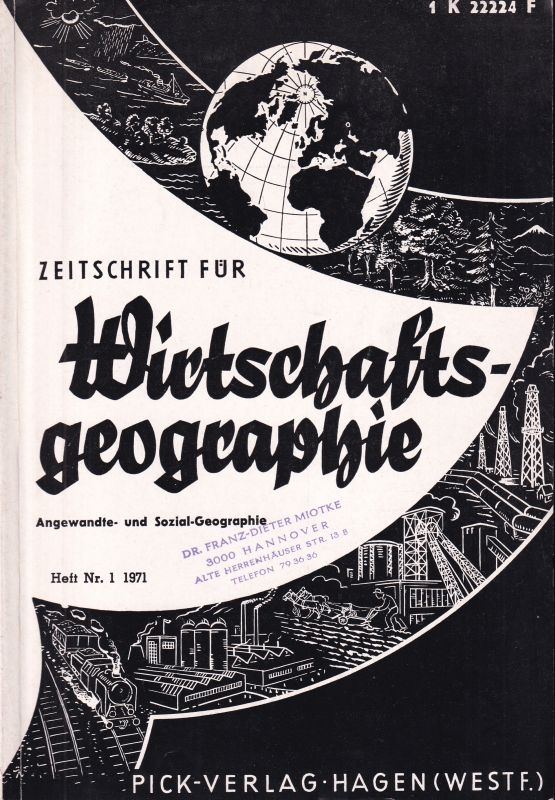 Siedentop,Irmfried  Zeitschrift für Wirtschaftsgeographie Heft 1 1971 