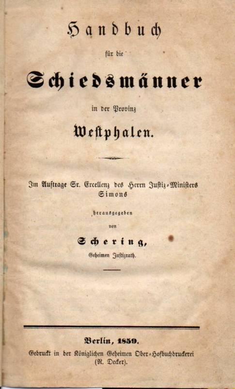 Schering (Hrsg.)  Handbuch für die Schiedsmänner in der Provinz Westphalen 