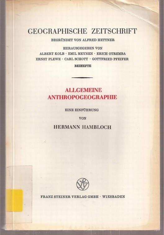Hambloch,Hermann  Allgemeine Anthropogeographie 