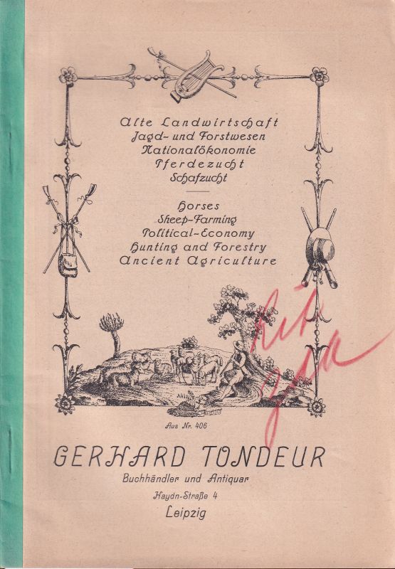 Tondeur,Gerhard  Katalog 7 Alte Landwirtschaft Jagd-und Forstwesen 