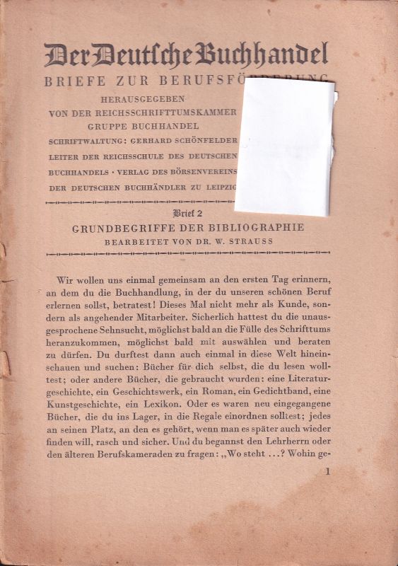 Der Deutsche Buchhandel  Briefe zur Berufsförderung Briefe 2 bis 15 (13 Hefte) 