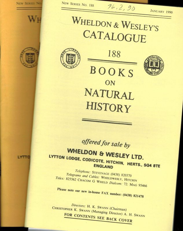 Wheldon & Wesley Ltd.  Wheldon & Wesley's Catalogue 188 bis Catalogue 195 (8 Catalogue) 
