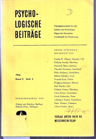 Psychologische Beiträge  Band II.1956,Heft 2 (1 Heft) 