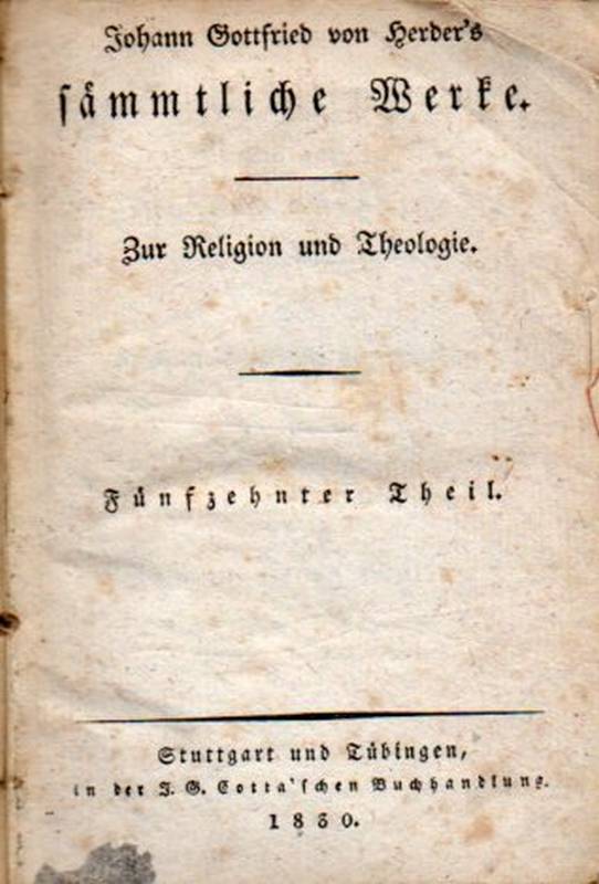 Herder,Johann Gottfried von  Vom Studium der Theologie und dem Christlichen Predigtamt 