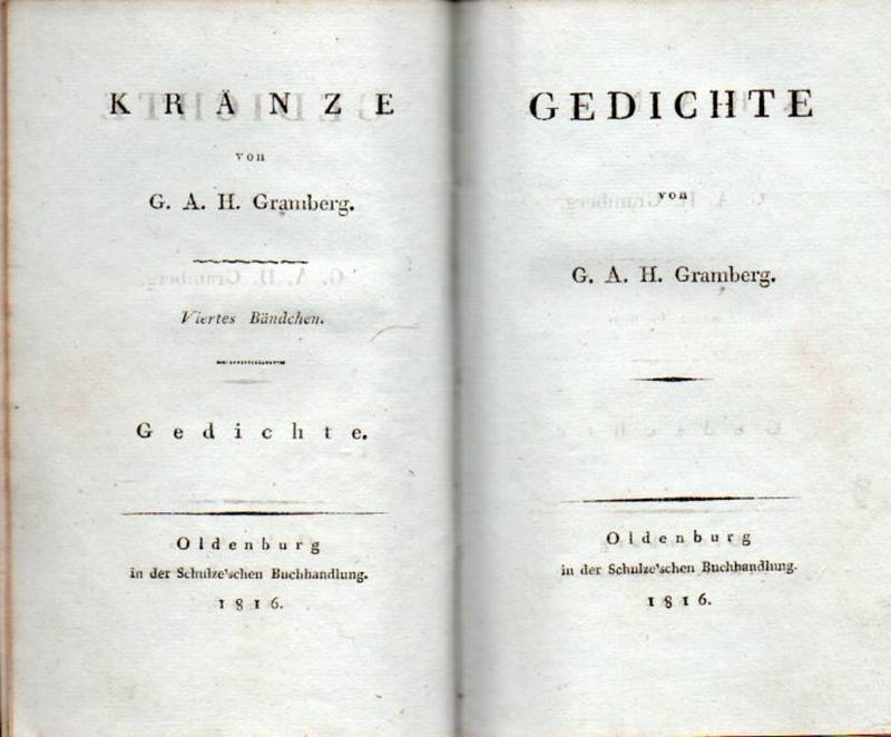 Gramberg,Gerhard Anton Hermann  Kränze Gedichte 