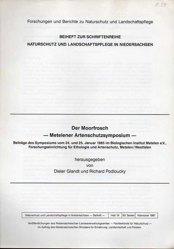 Büchs,Wolfgang  Zur Laichökologie des Moorfrosches (Rana arvalis Nilsson) im 