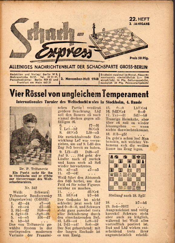 Schach-Express  Schach-Express 2.Jahrgang 1948, Heft Nr.22 (1 Heft) 