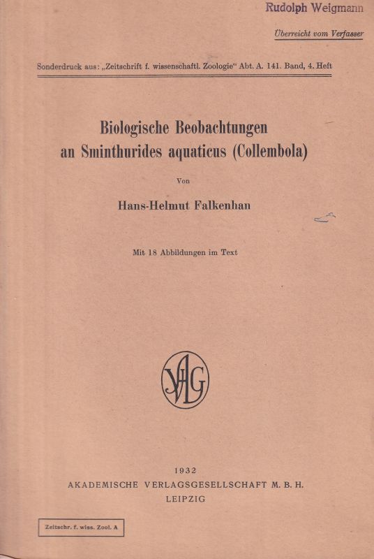 Falkenhan,Hans-Helmut  Biologische Beobachtungen an Sminthurides aquaticus (Collembola) 